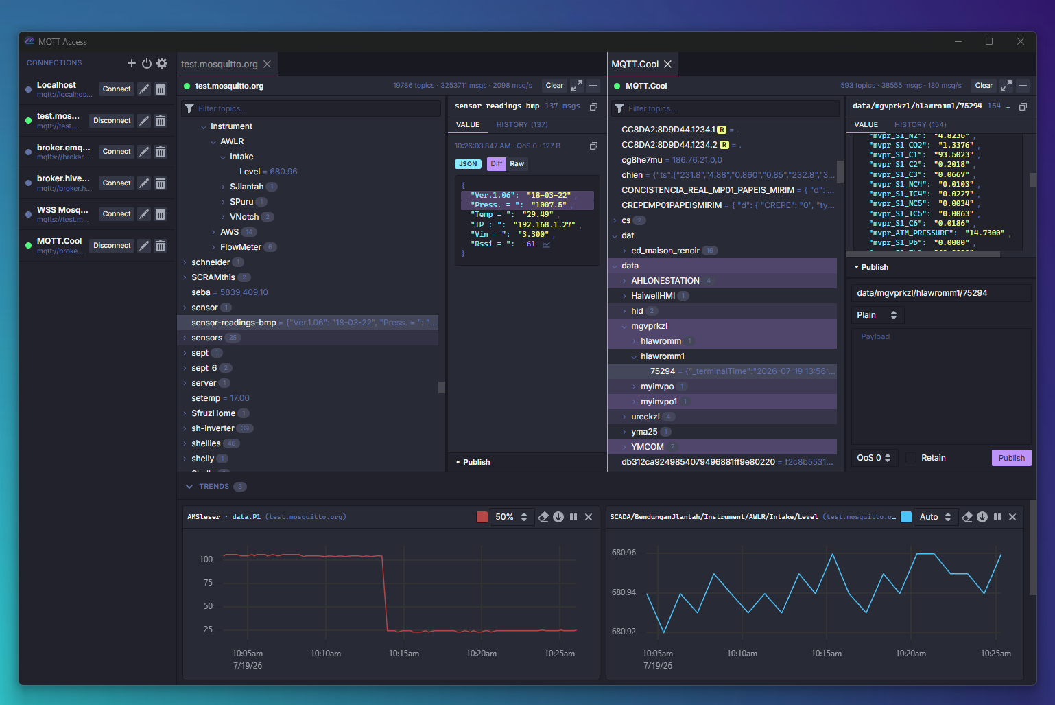 MQTT Access using the Dracula theme